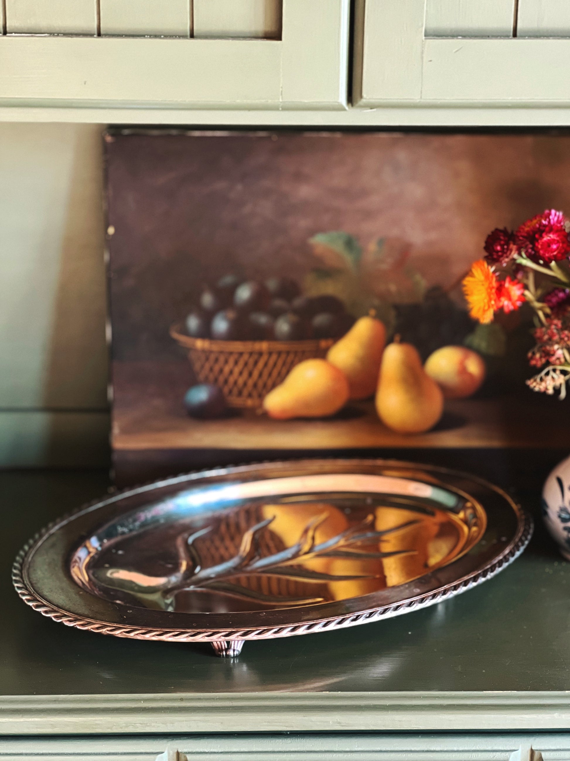 Vintage Wm Rogers 4110 Oval Footed Serving Meat Platter with Well