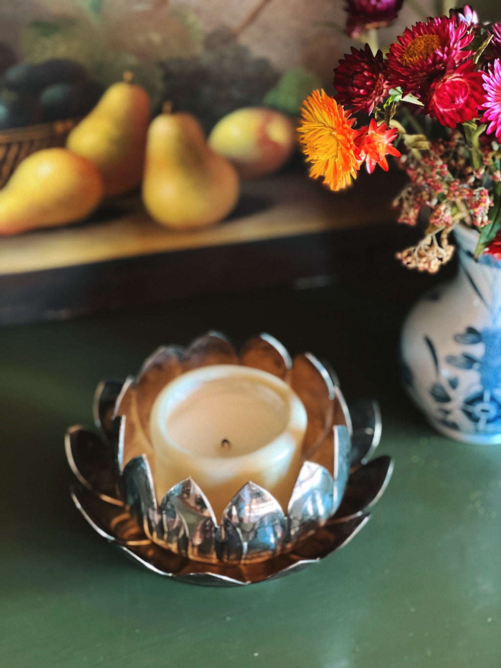 Vintage Reed & Barton Silver 2 Piece Lotus Candleholder