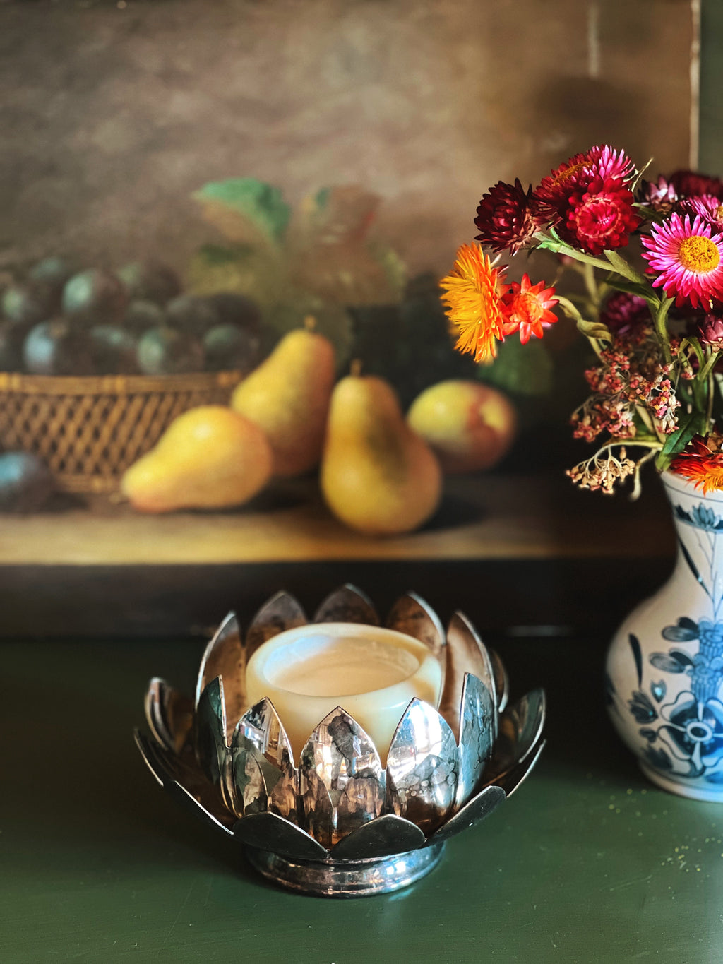 Vintage Reed & Barton Silver 2 Piece Lotus Candleholder