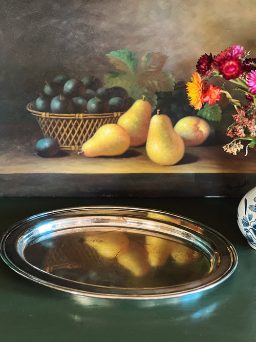 Vintage Benedict Silver Oval Silver Serving Tray