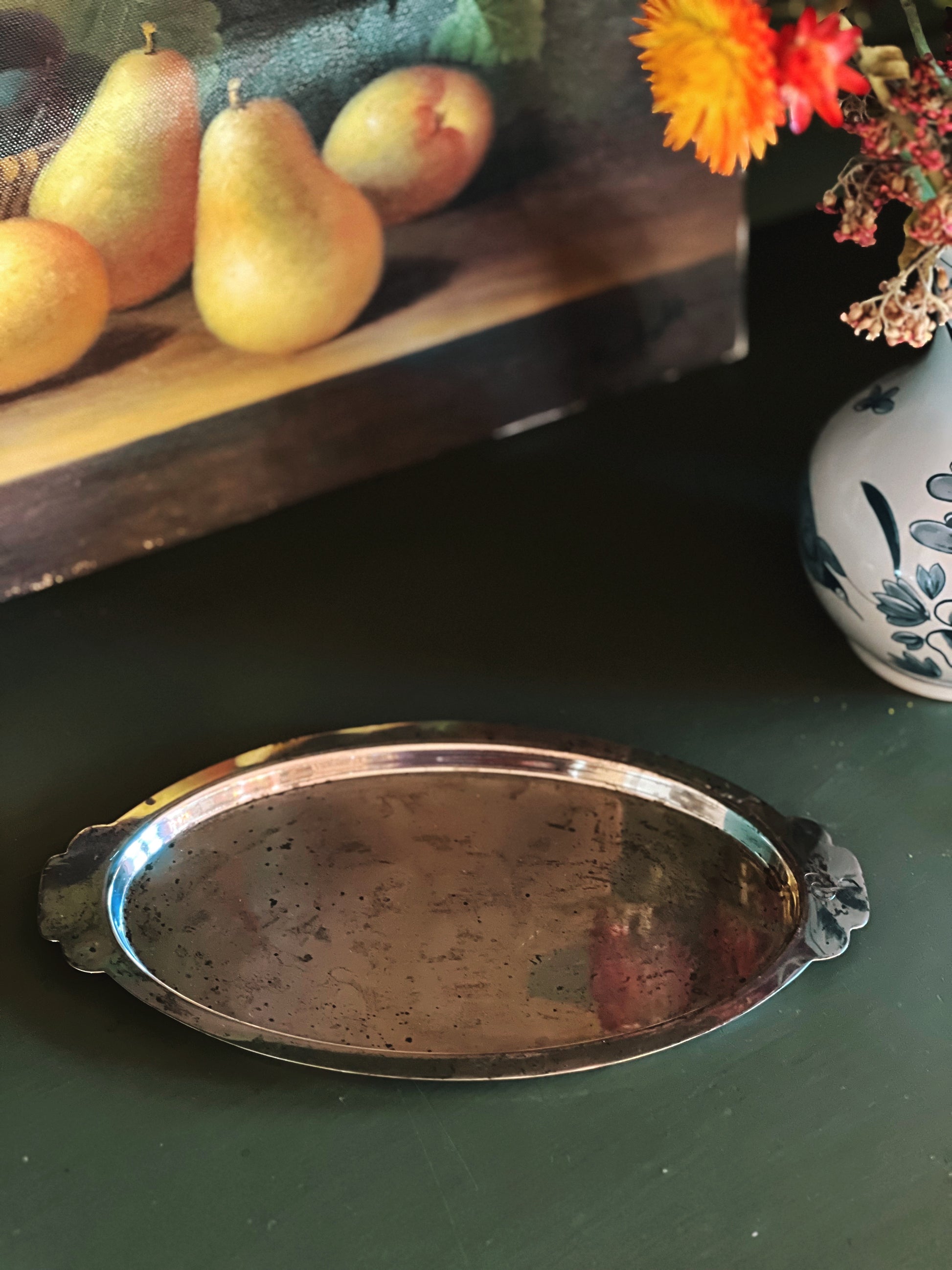 Vintage M Fred Hirsch Co Sterling Silver Monogram Tray