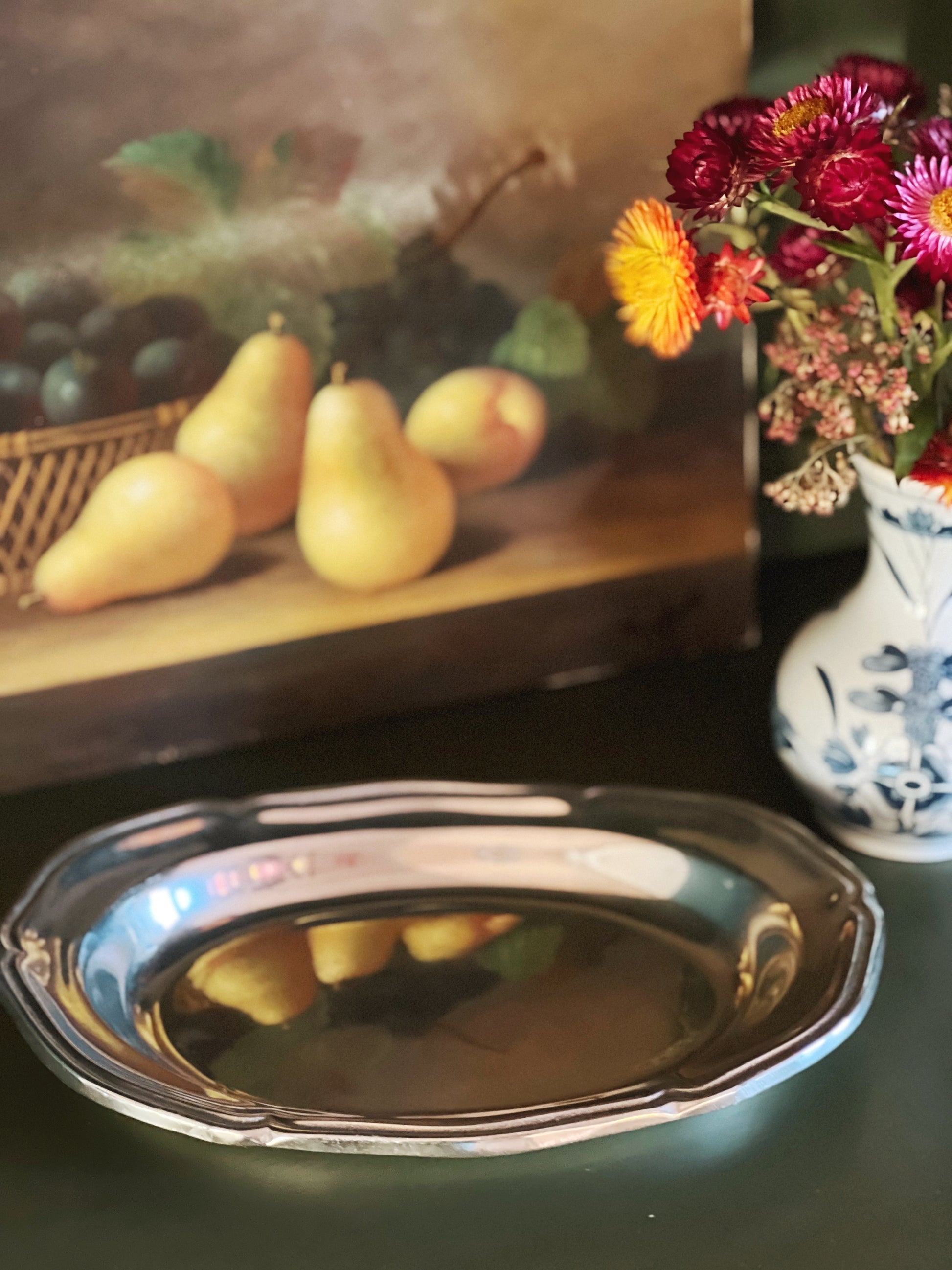 Vintage Wilton Armetale Queen Anne Silver Bread Tray