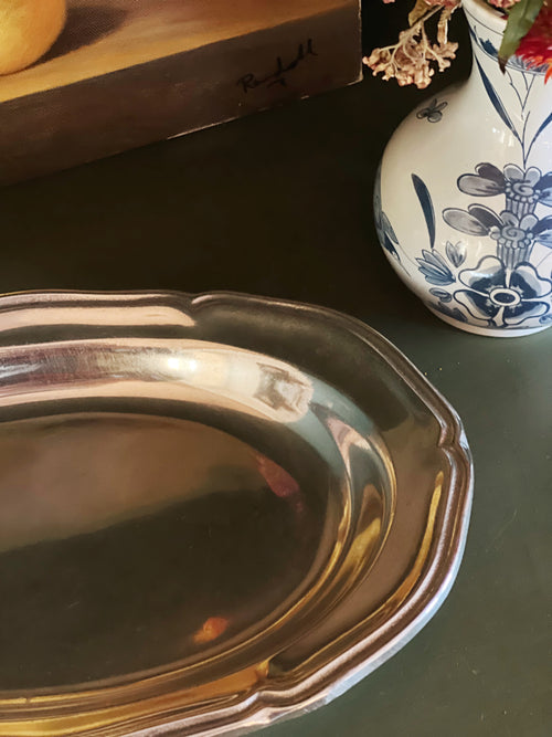 Vintage Wilton Armetale Queen Anne Silver Bread Tray