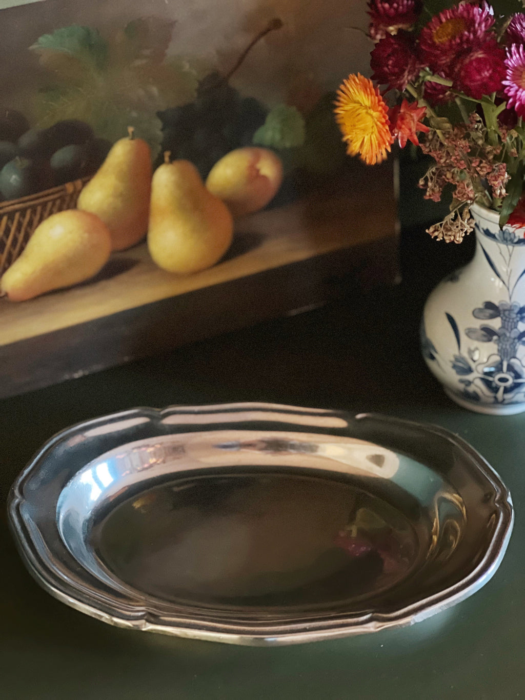 Vintage Wilton Armetale Queen Anne Silver Bread Tray