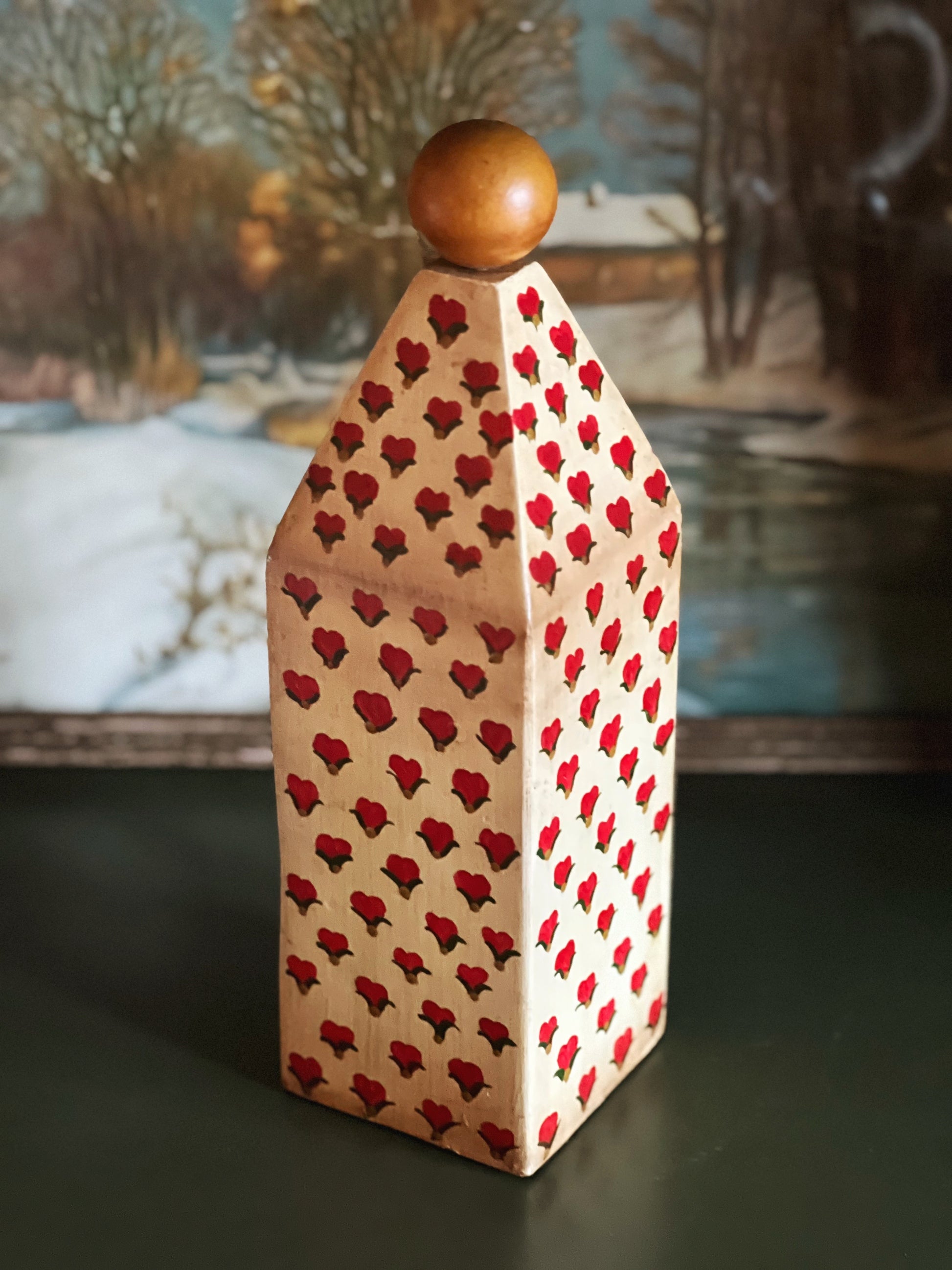 Vintage Hand Painted Wooden Santa