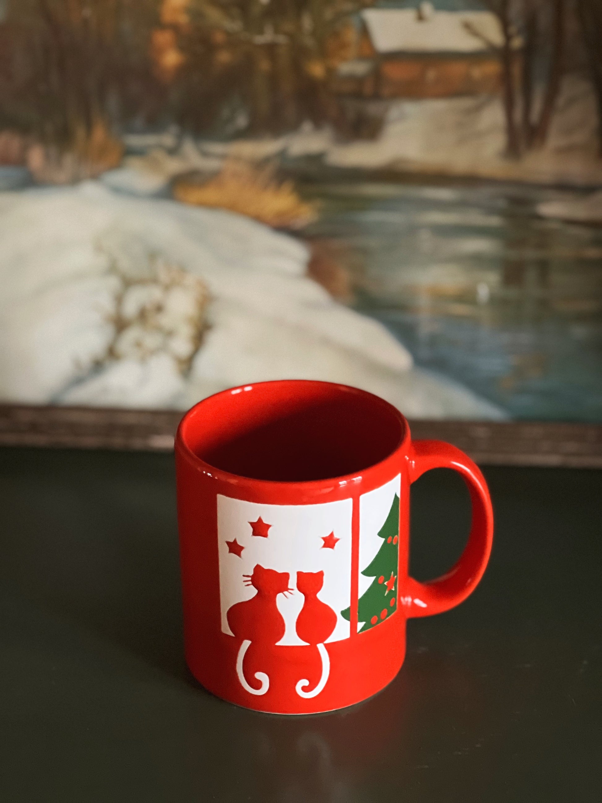 Vintage Waechtersbach Christmas Tree Cat Mug