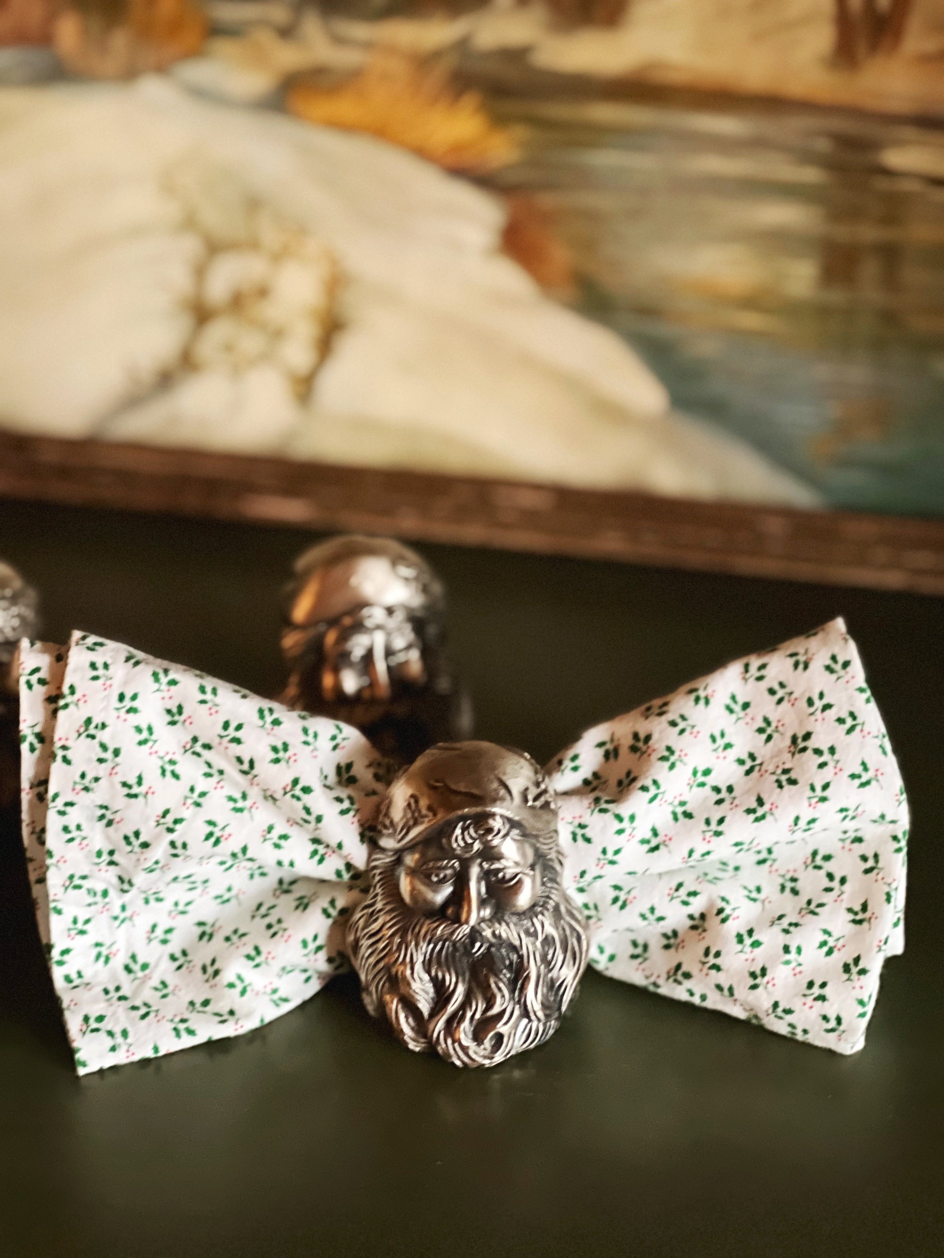 Set of 4 Vintage Silver Santa Napkin Rings