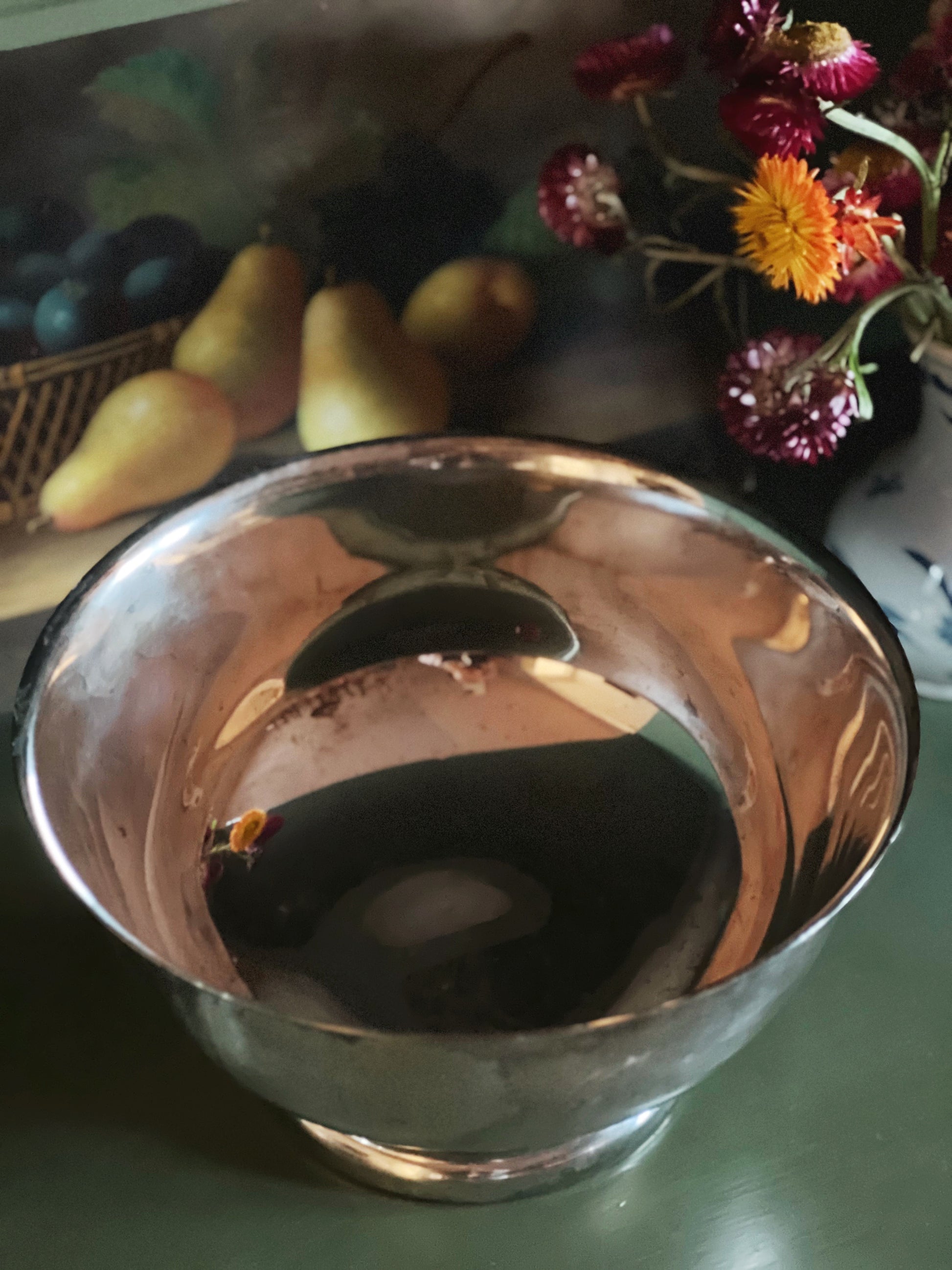 Large Vintage Silver Reproduction Paul Revere Bowl with Monogram