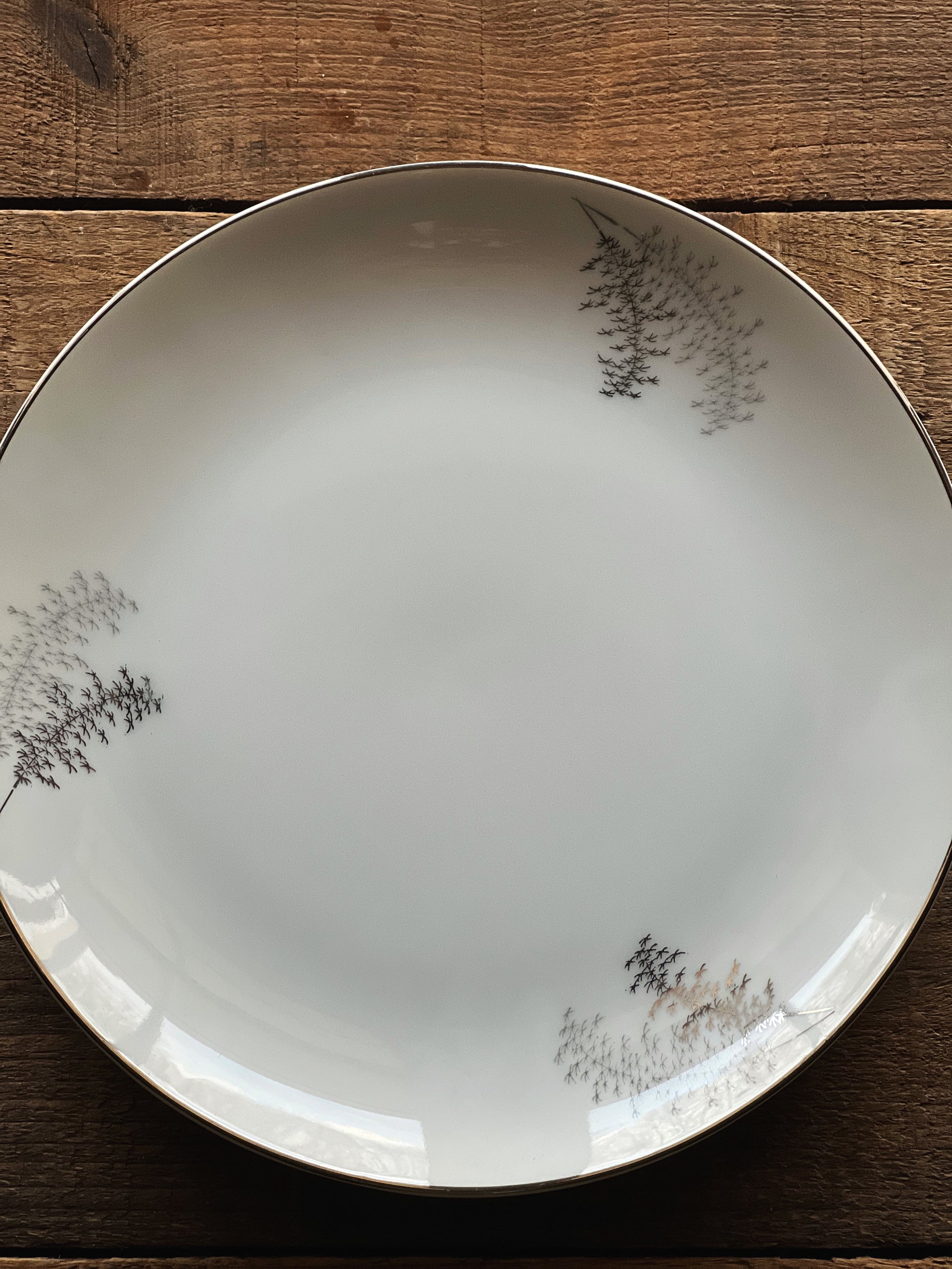 Vintage Fukagawa Arita Japan Set of 4 Silver Bamboo Salad Plates