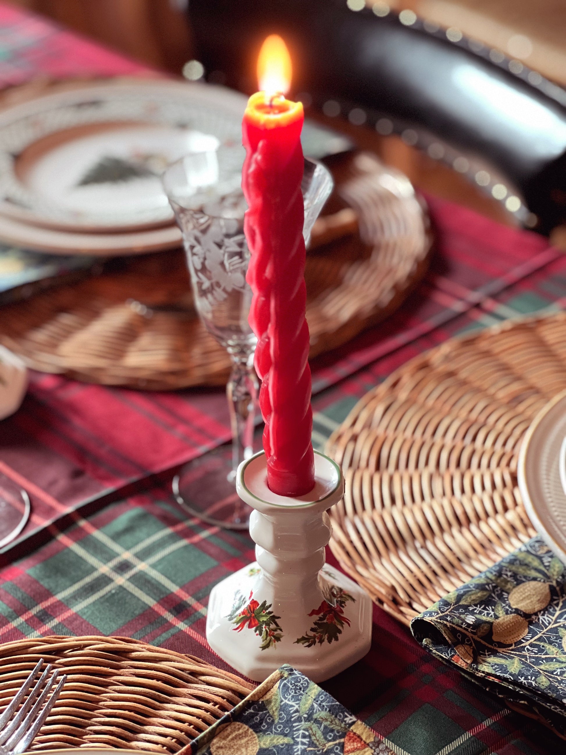 Vintage Pair of Ceramic Christmas Candleholders