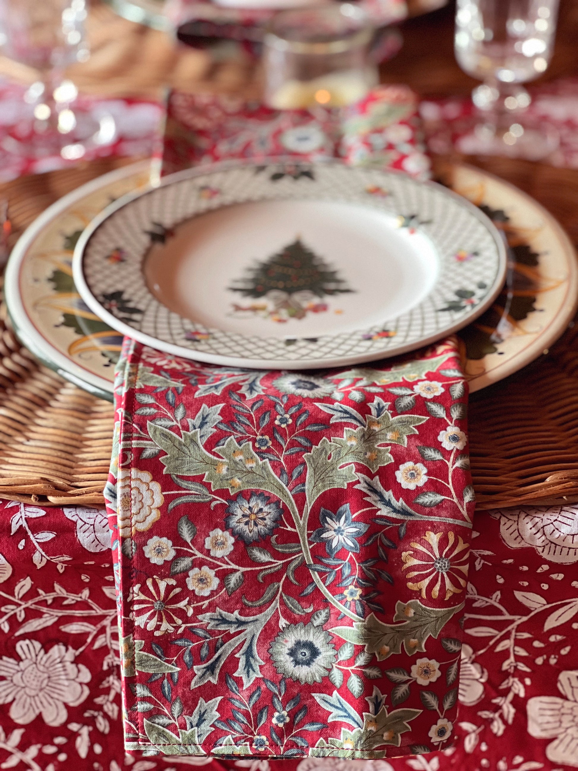 Set of 4 Multicolor William Morris Print Napkins Hand Made by Wildflower Parade x Feast Vintage