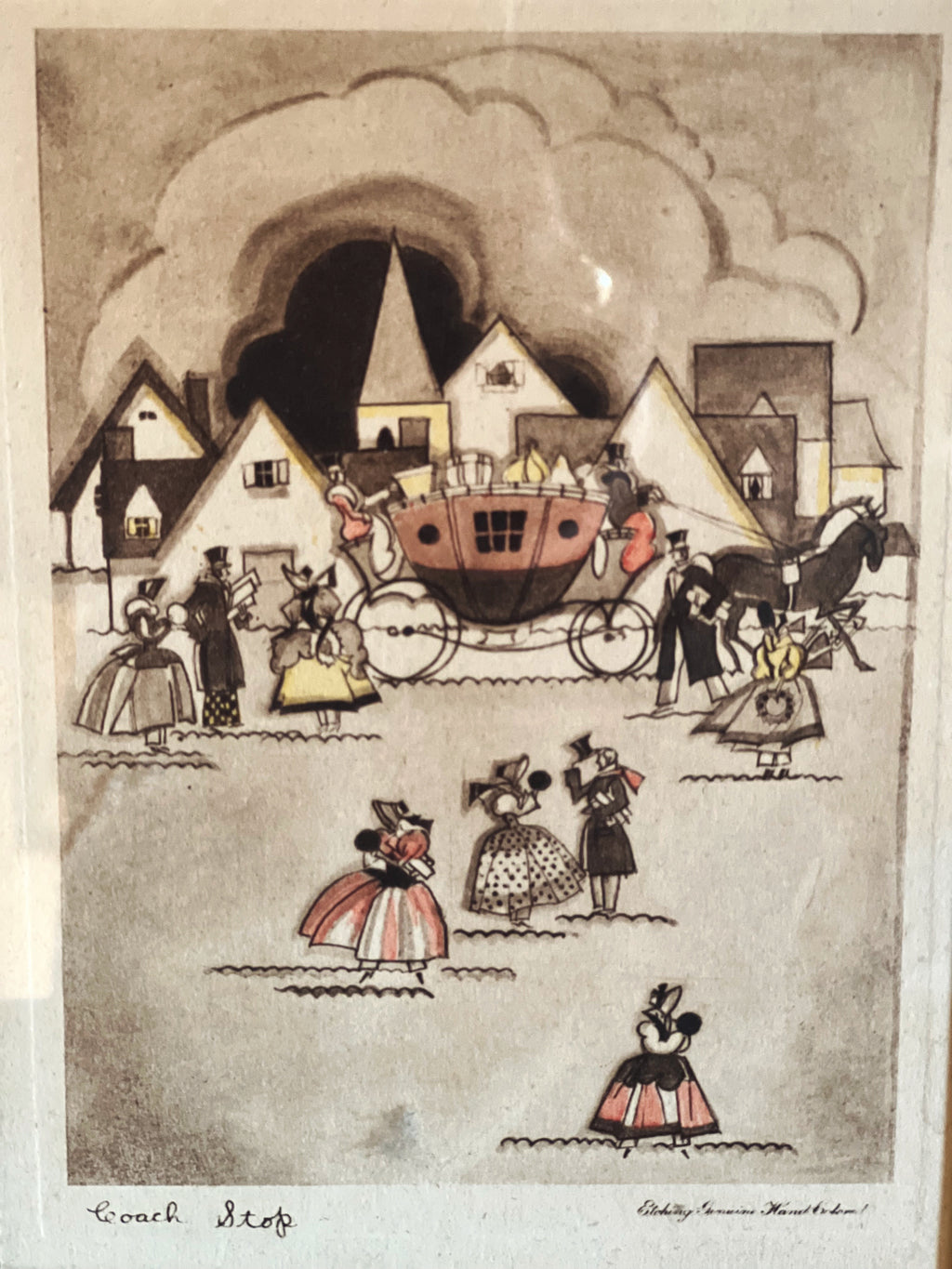 Vintage Framed Print Coach Stop