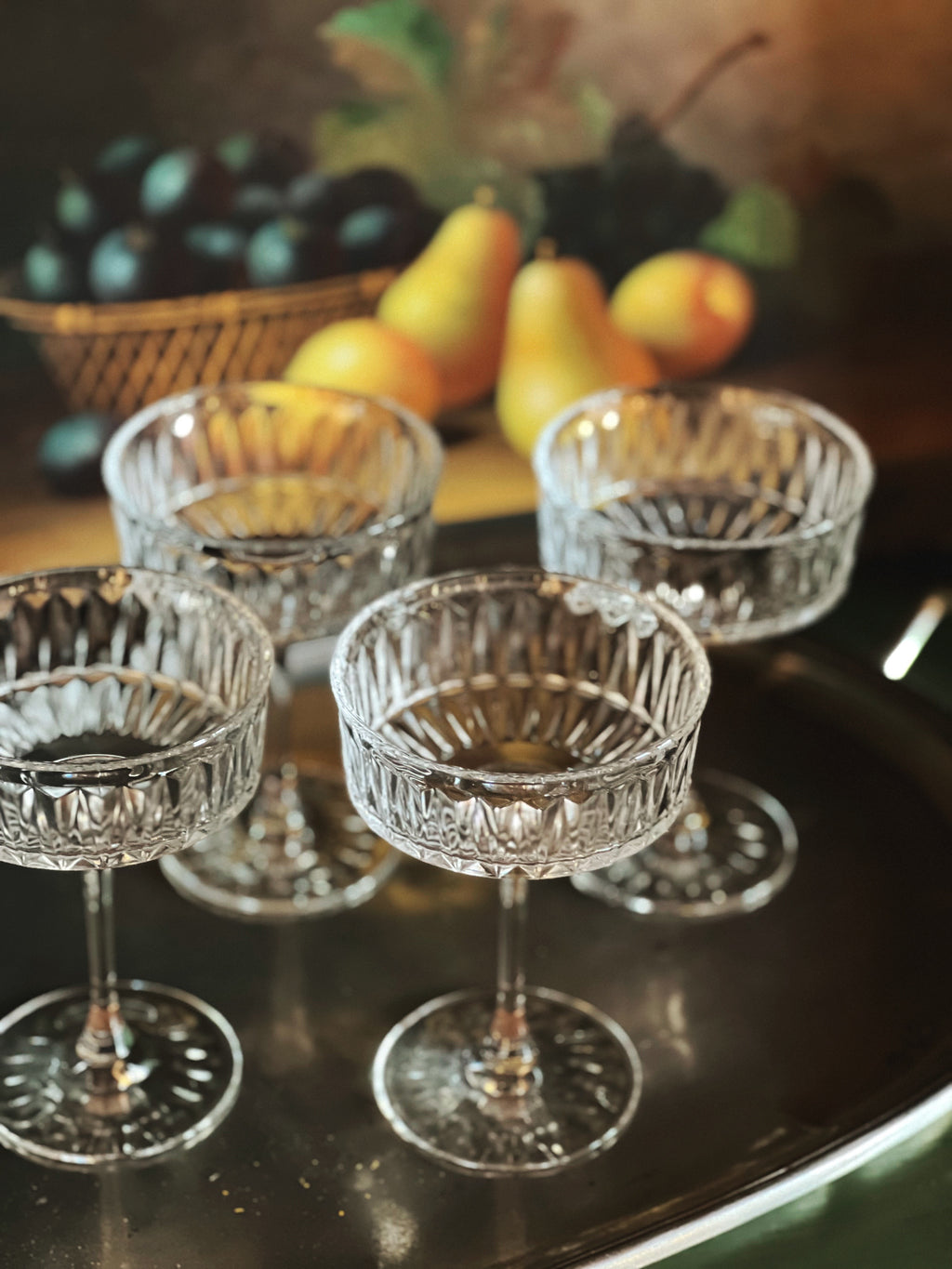 Set of 4 Modern Crystal Champagne Coupes