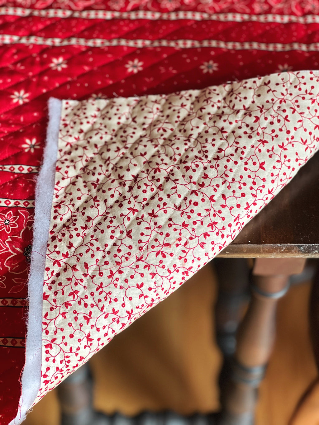 Vintage Christmas Quilted Fabric Remnant