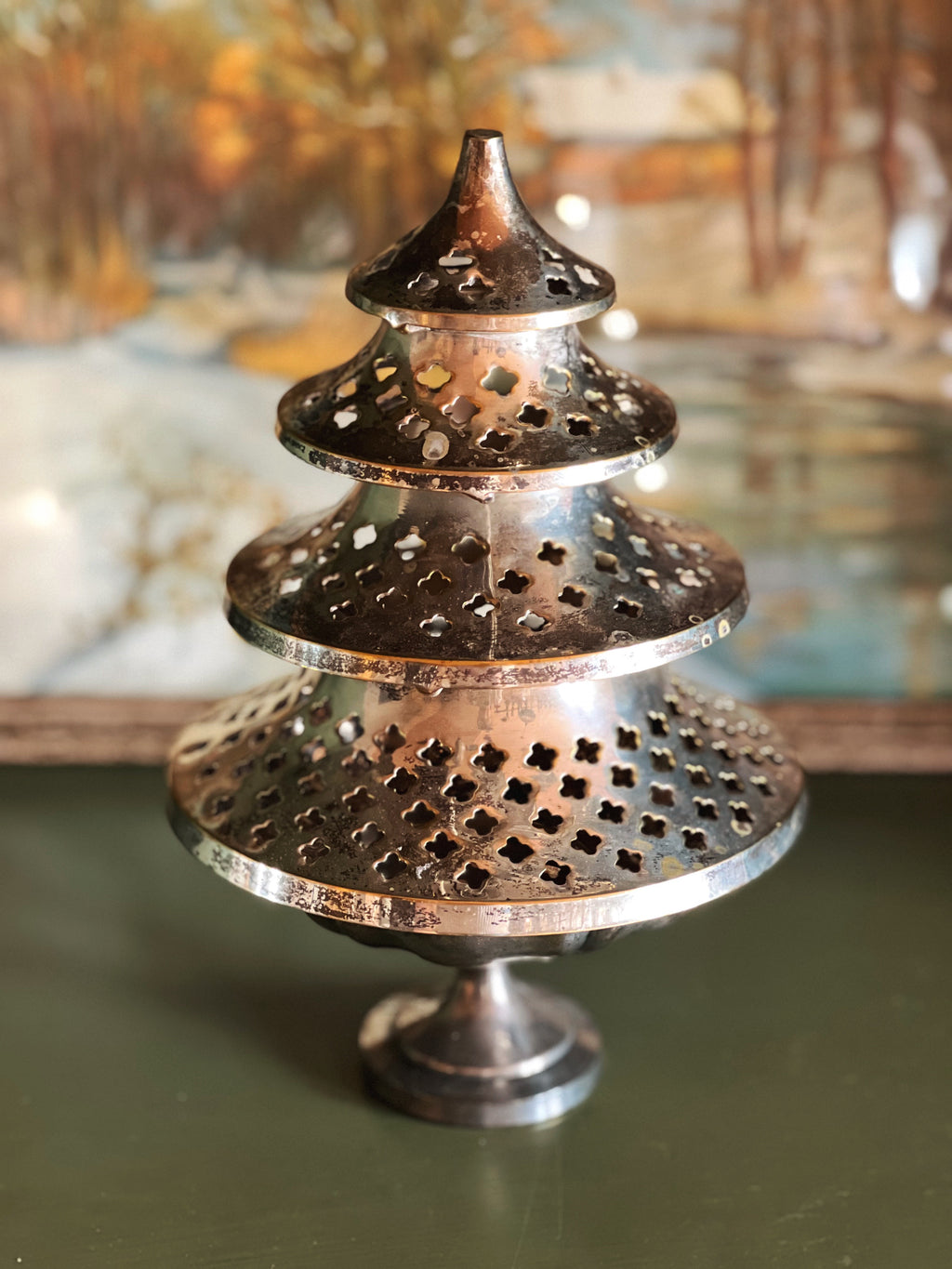 Vintage Curated Silver Plate Christmas Tree & Compote