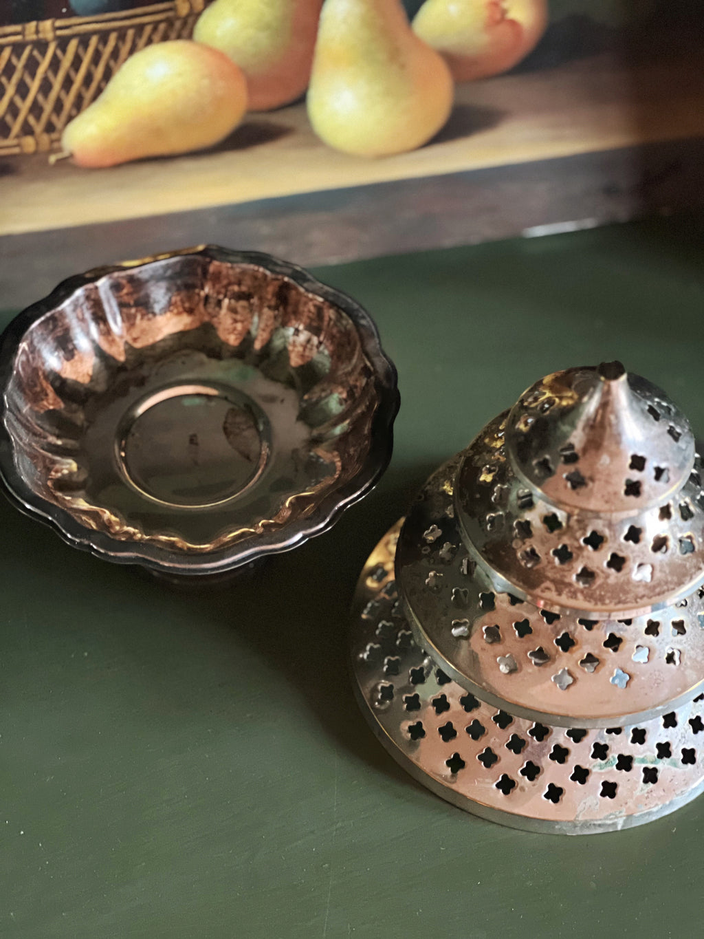 Vintage Curated Silver Plate Christmas Tree & Compote