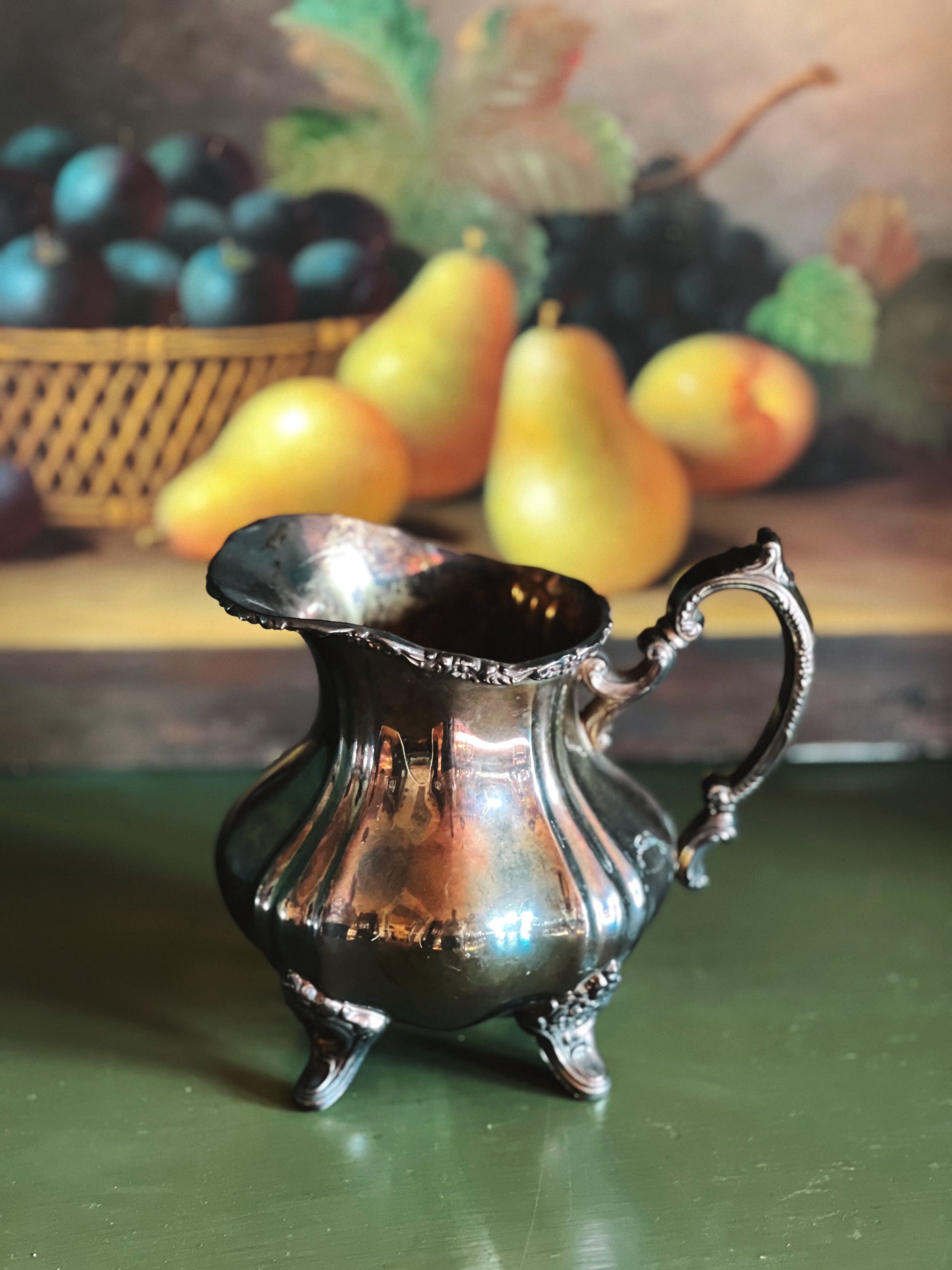 Vintage Poole Silver Lancaster Rose Creamer