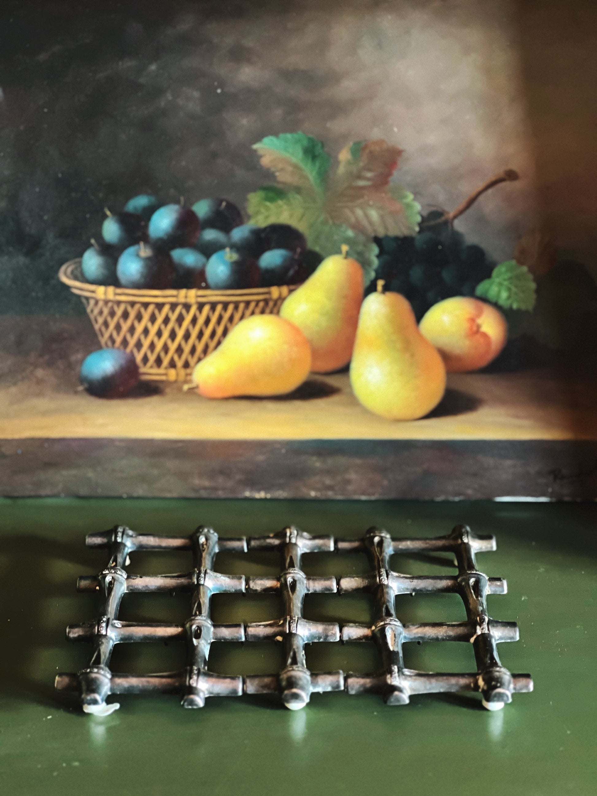 Vintage Leonard Silver Expandable Bamboo Trivet