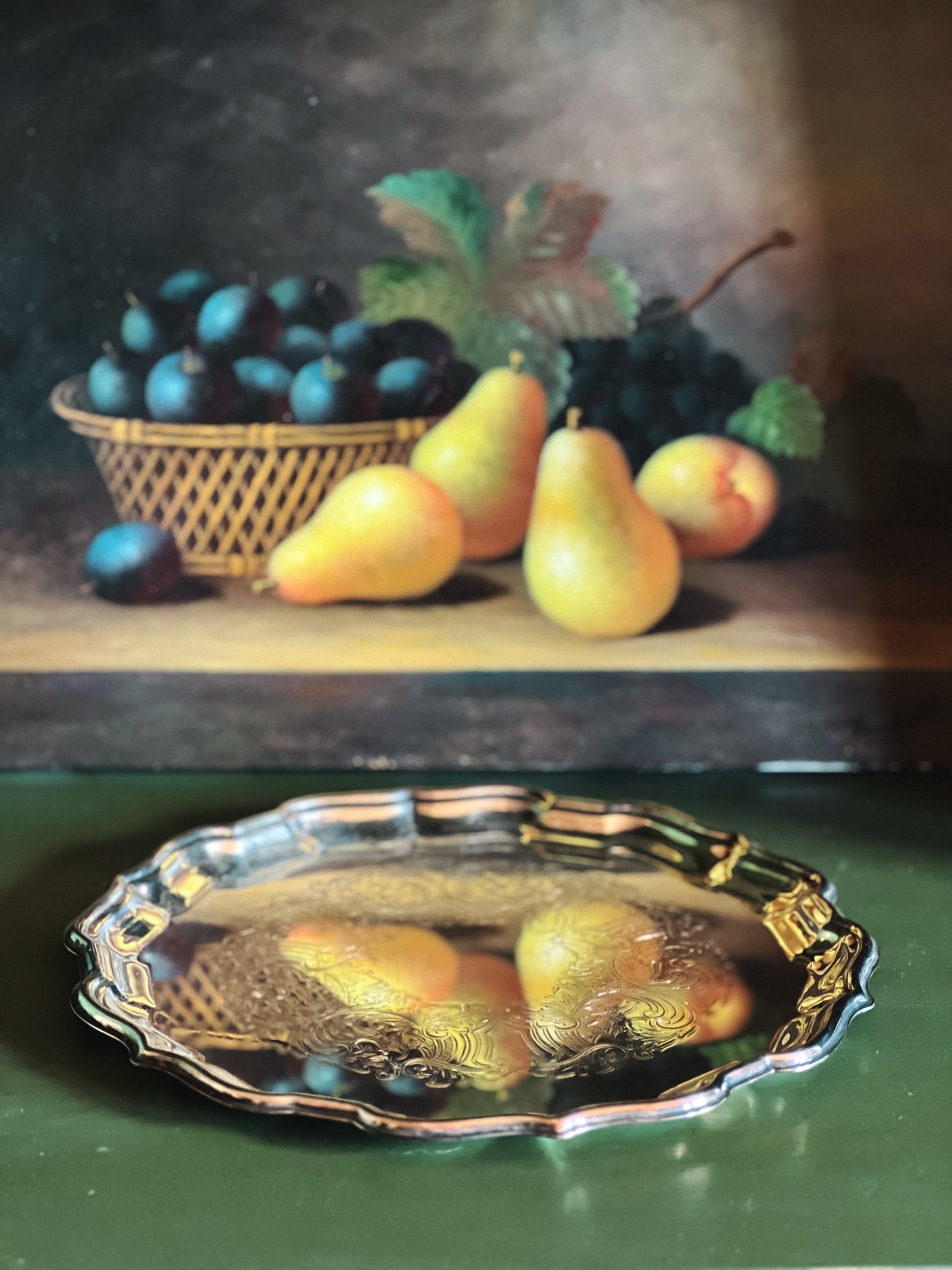 Vintage Supremacy Plate EP Brass Round Silver Serving Tray