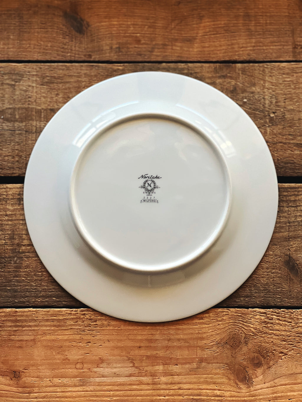 Under side of Noritake plate showing maker's mark and pattern name