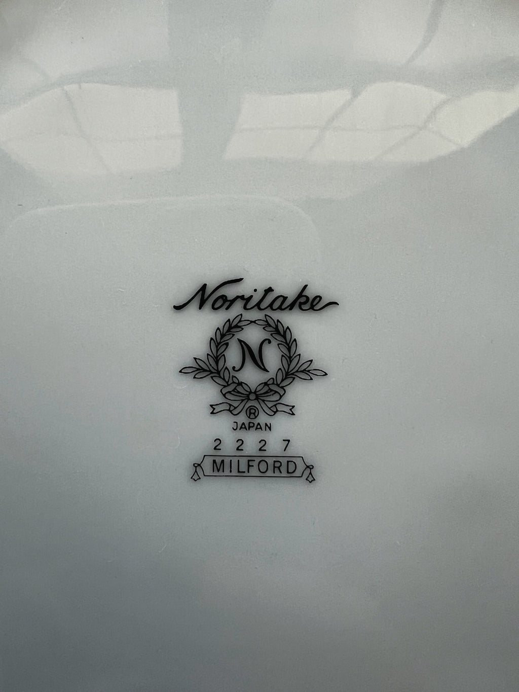 close up view of Noritake Milford maker's mark