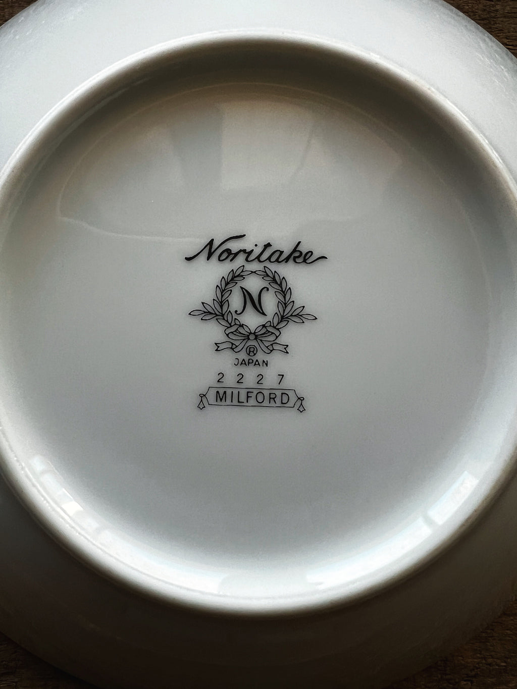 close up view of Noritake Milford maker's mark