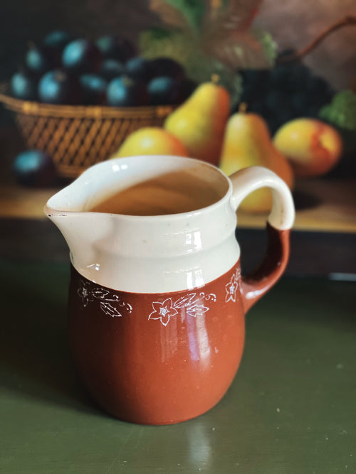 Vintage Oxford Stoneware Floral Pitcher