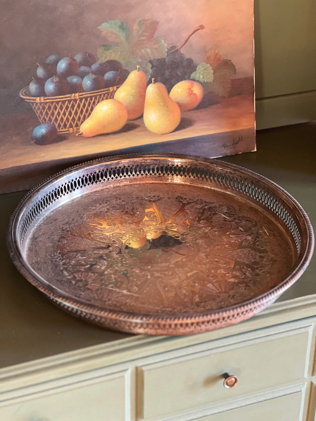 Large Vintage FB Rogers Round Butler's Tray