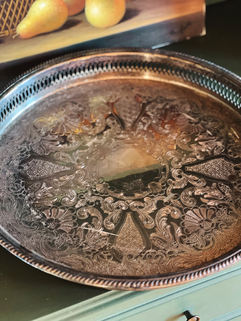 Large Vintage FB Rogers Round Butler's Tray