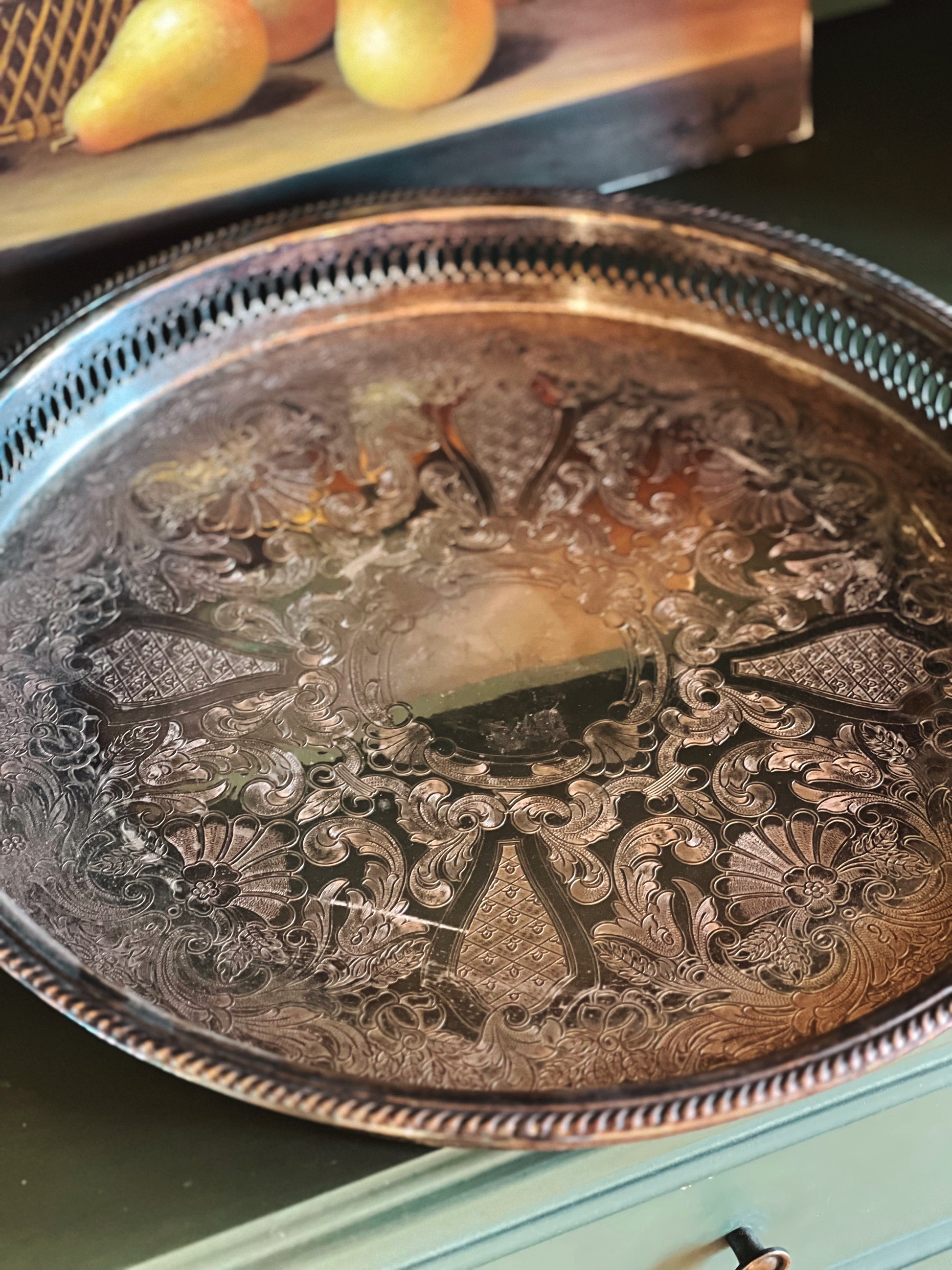 Large Vintage FB Rogers Round Butler's Tray