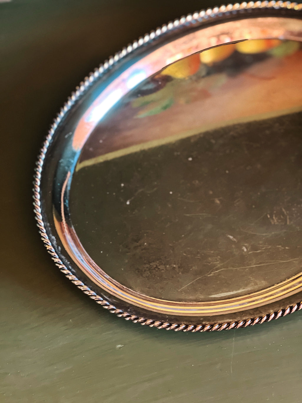 Small Oval Vintage Silver Plate Tray