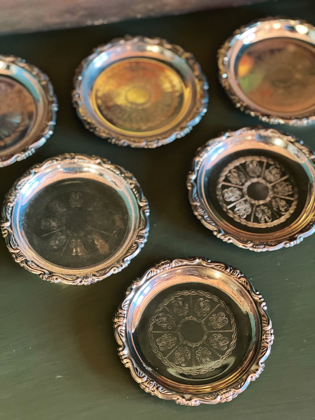 Set of 6 Vintage Silver Coasters Made in Italy
