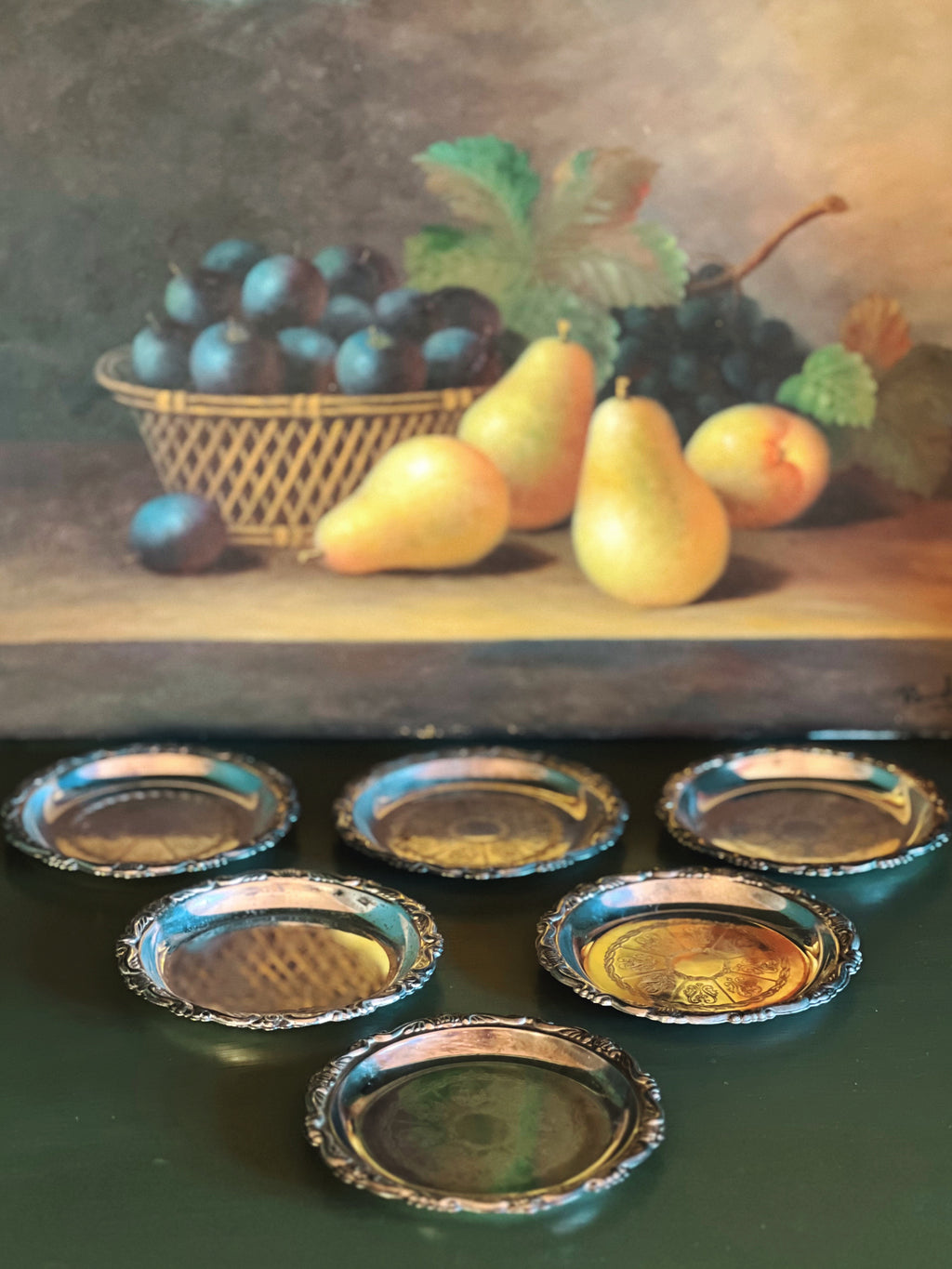 Set of 6 Vintage Silver Coasters Made in Italy