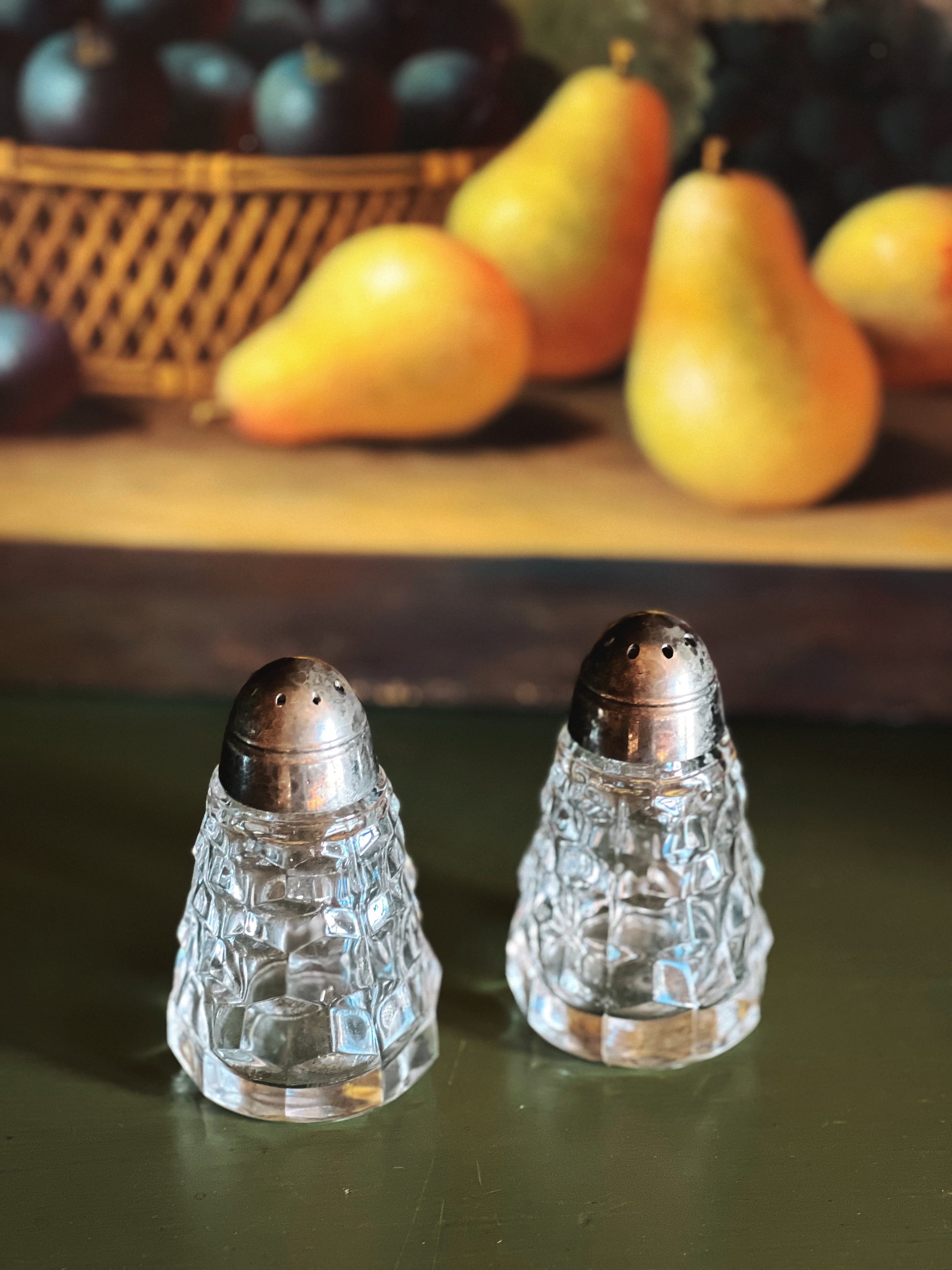 Vintage Pair of Fostoria American Glass Salt & Pepper Shakers