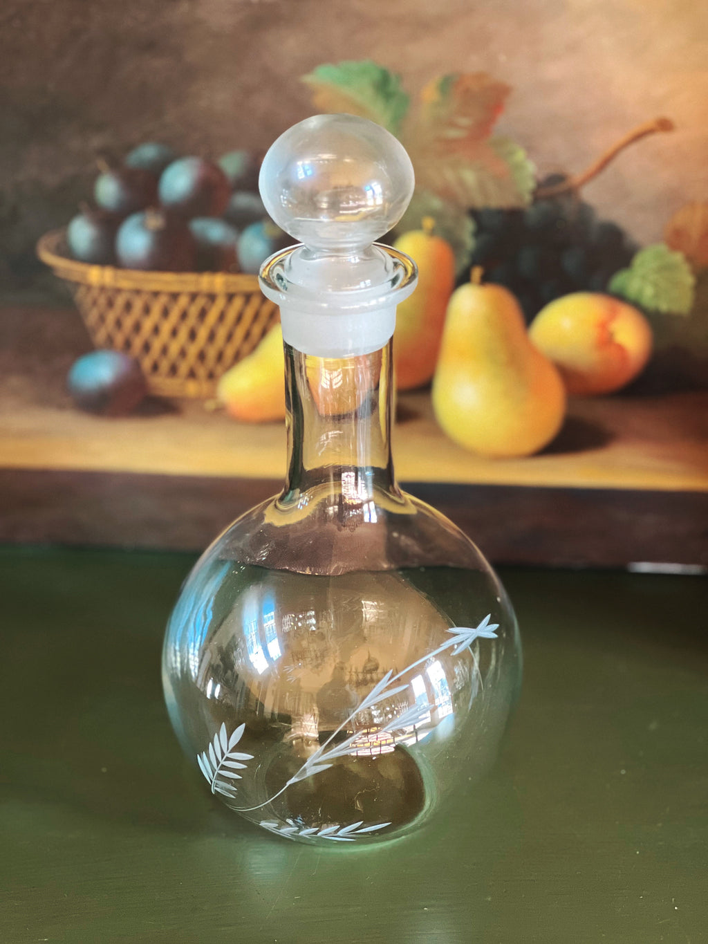 Vintage Etched Glass Decanter