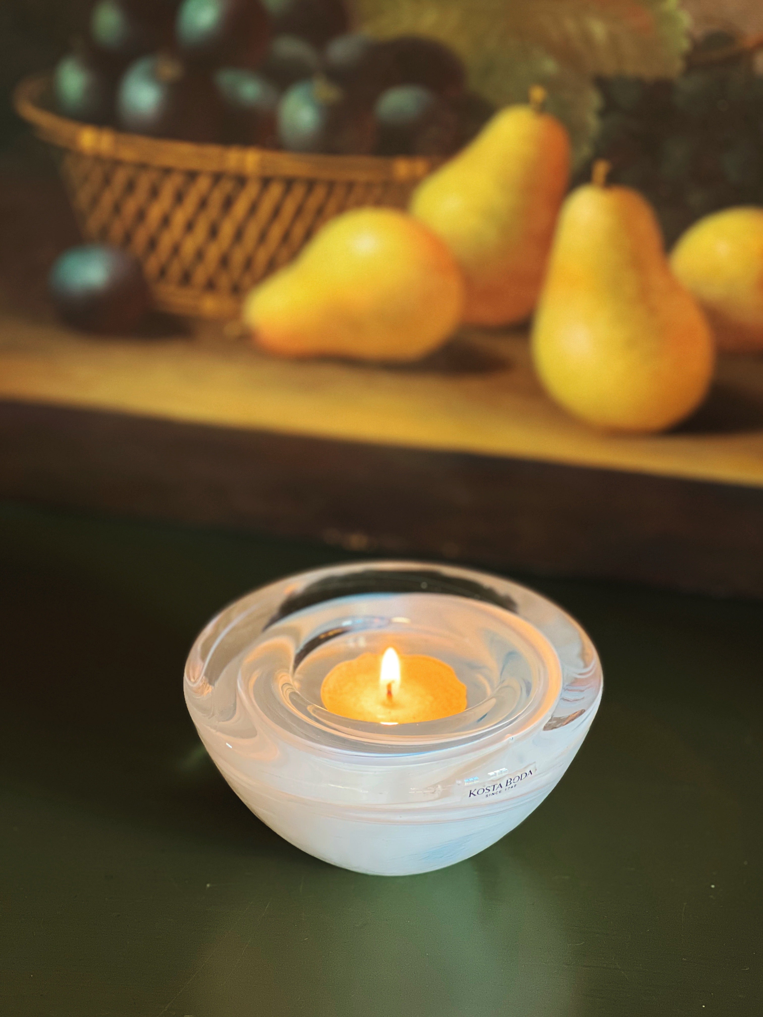 Kosta Boda Atoll White Glass Votive Candleholder – feastvintage