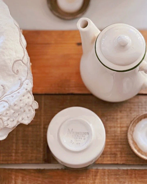 Vintage Sterling China Medallion Custard Cup