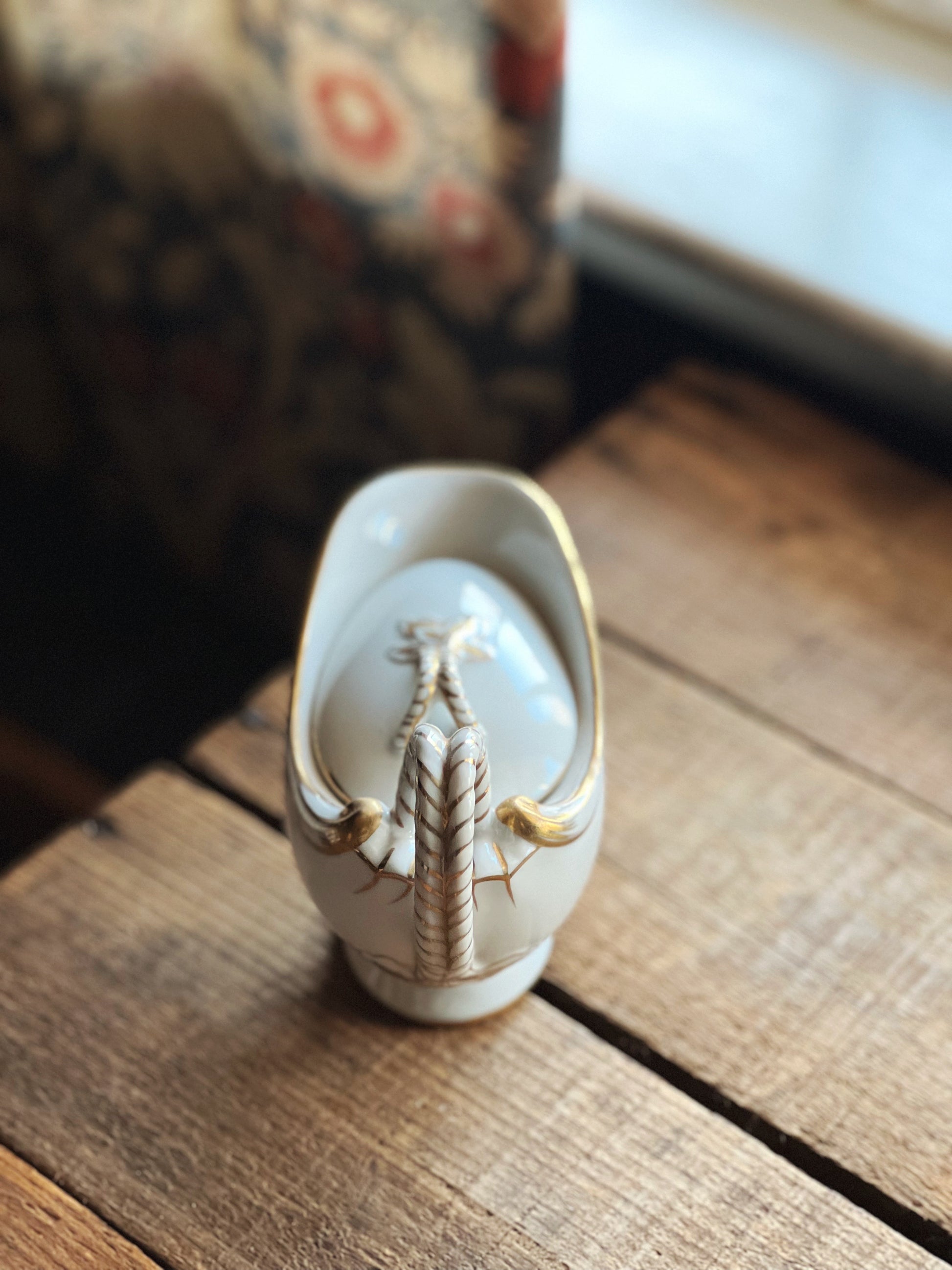 Vintage White & Gold Saucier with Lid