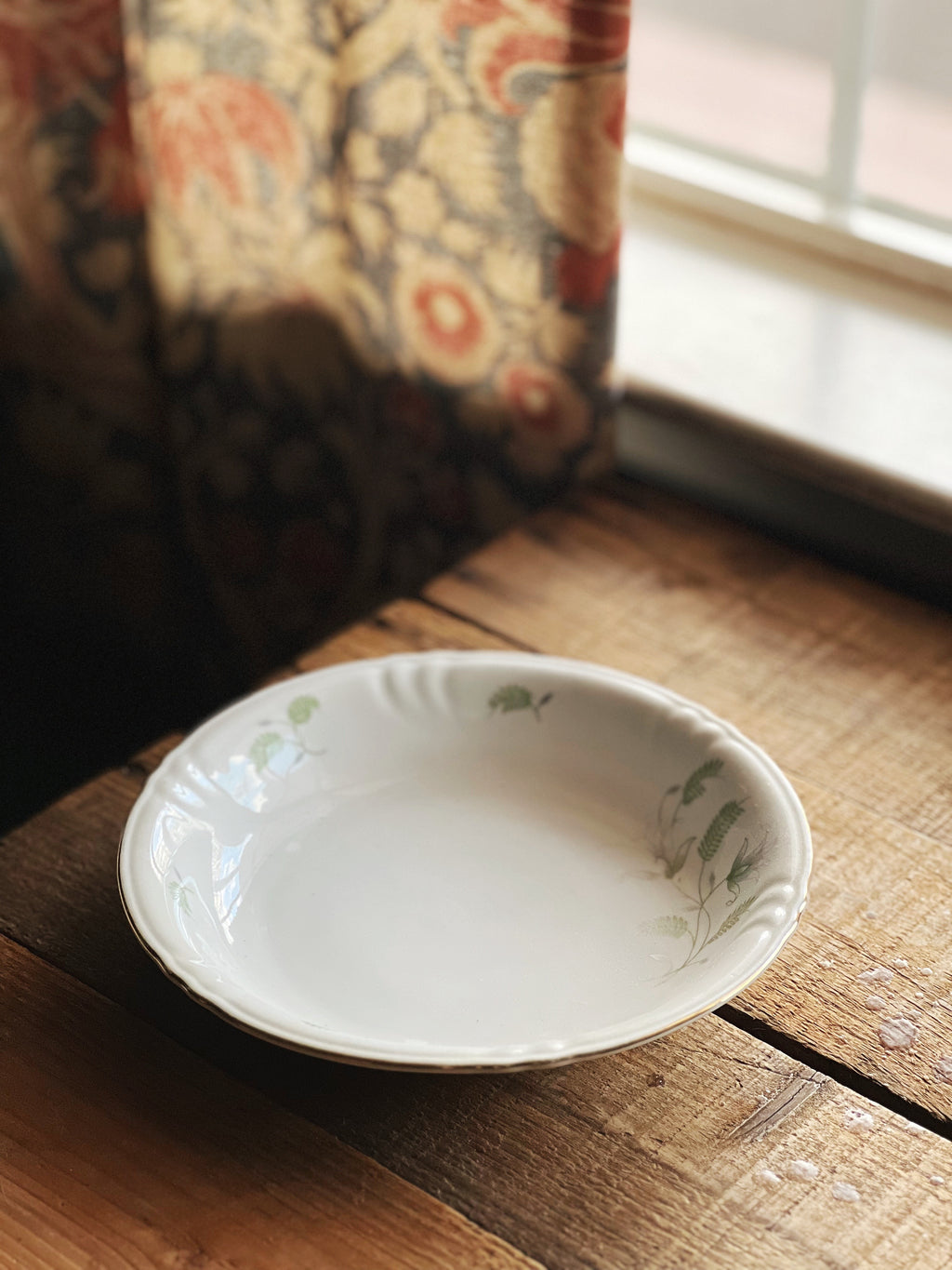 Vintage Winterling Bavaria Green Floral Coupe Soup Bowl