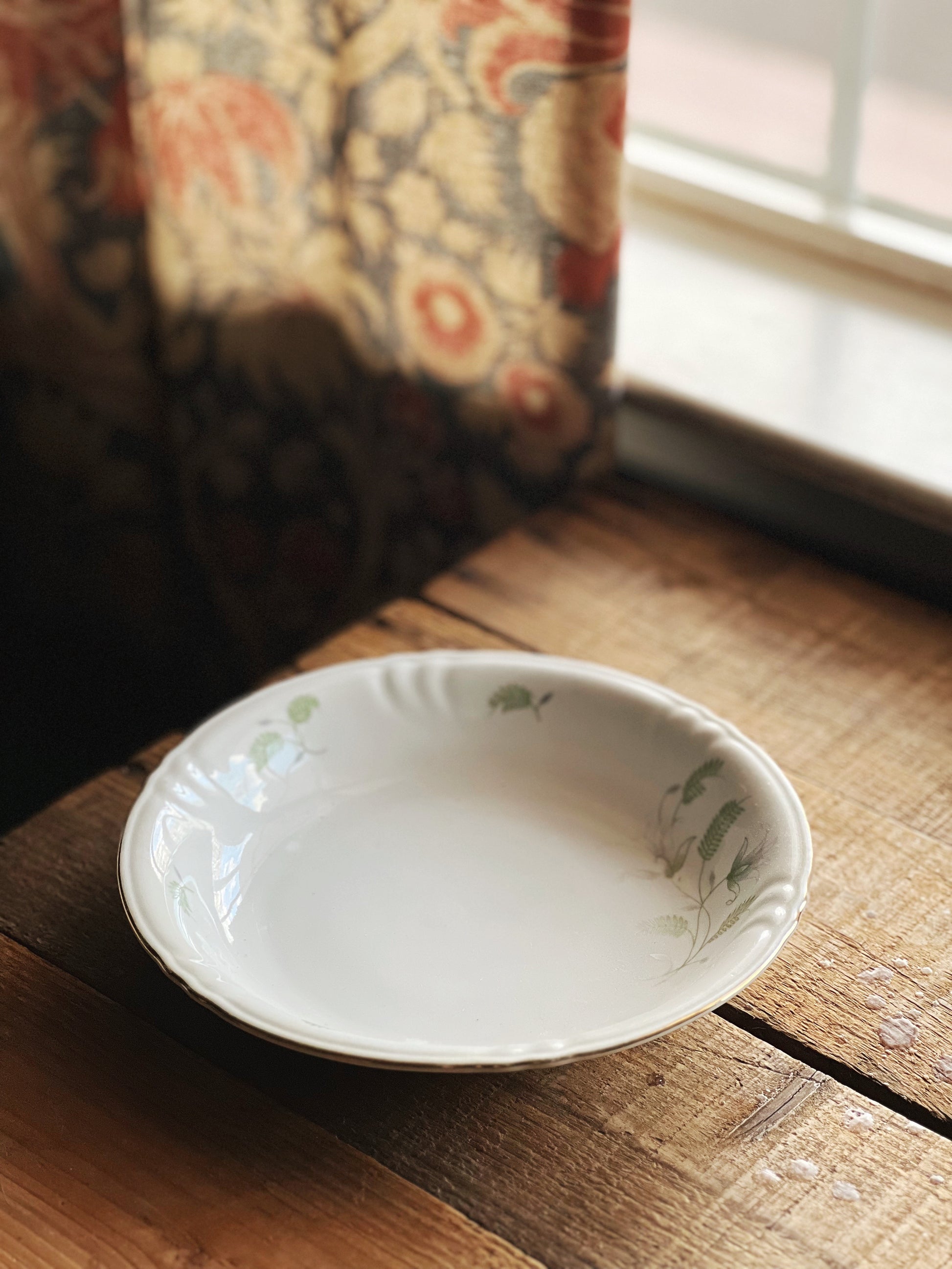 Vintage Winterling Bavaria Green Floral Coupe Soup Bowl