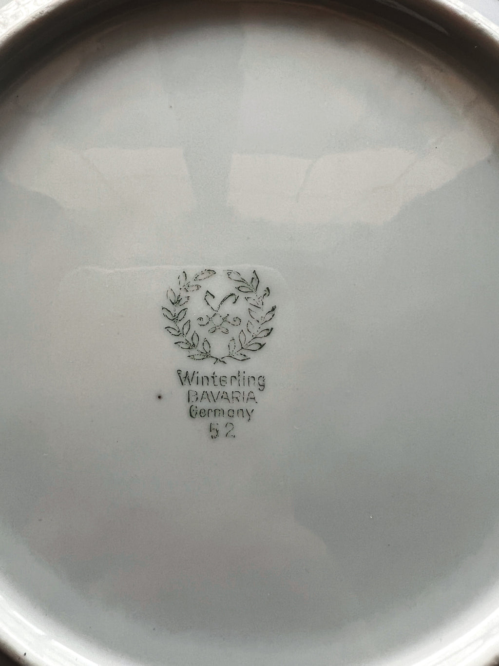 Vintage Winterling Bavaria Green Floral Coupe Soup Bowl