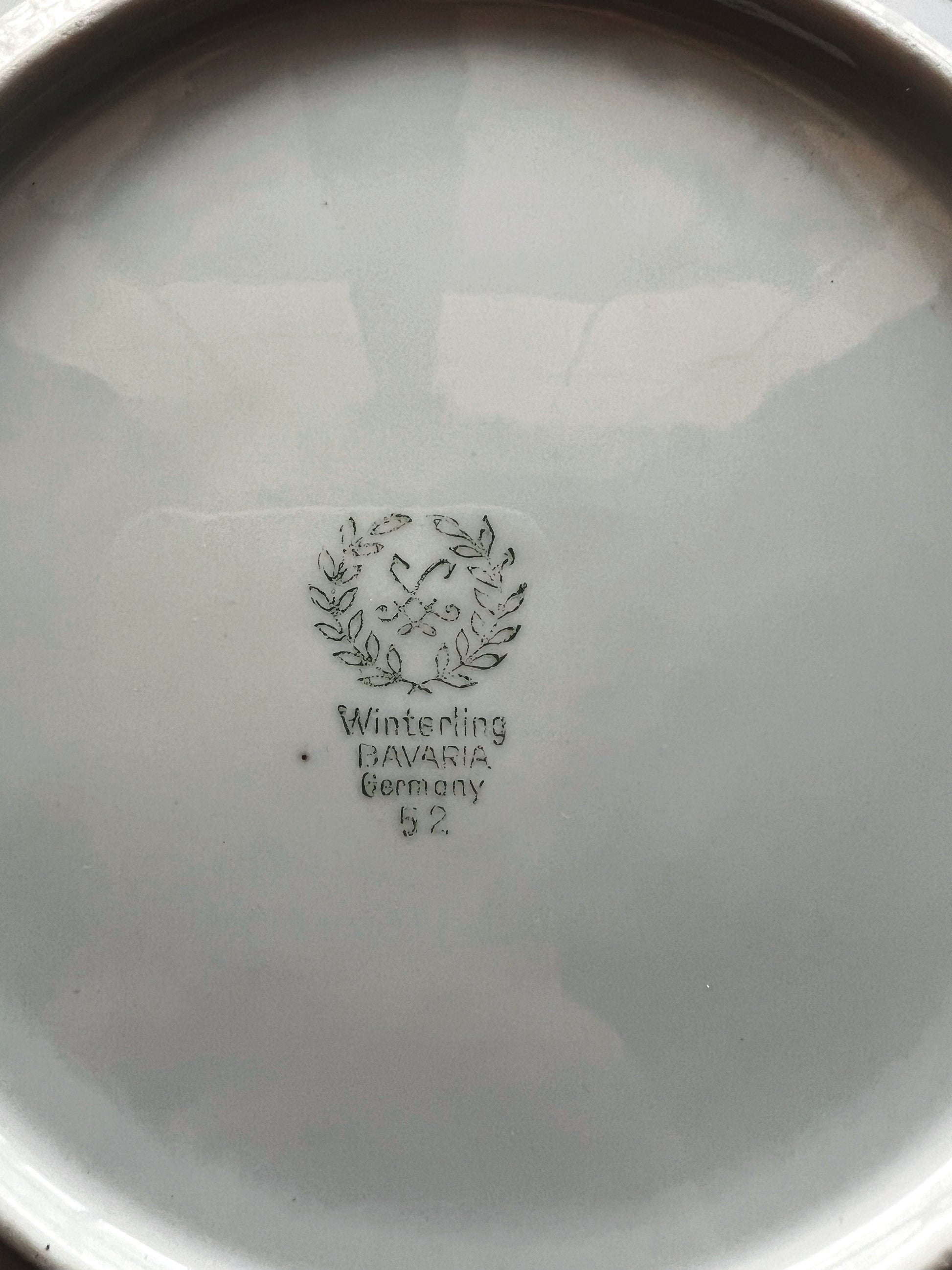 Vintage Winterling Bavaria Green Floral Coupe Soup Bowl