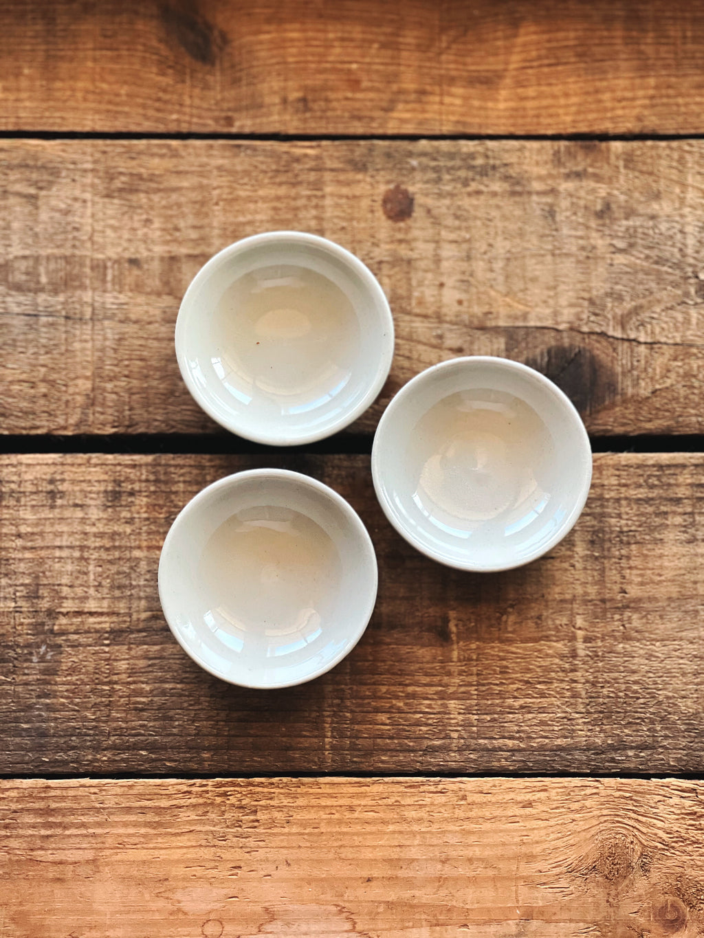 Set of 3 Vintage Stoneware Prep Bowls Salt Cellars