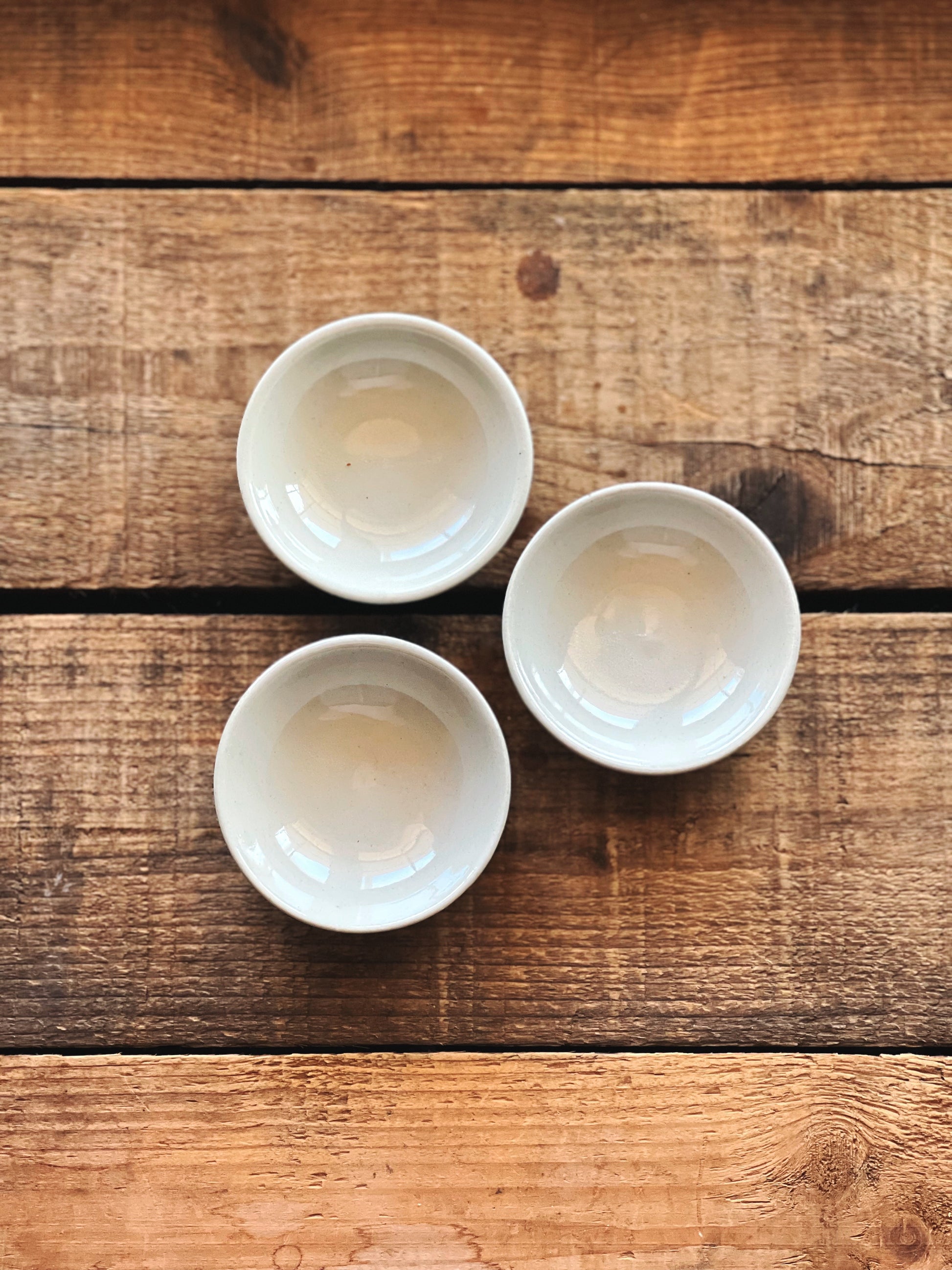 Set of 3 Vintage Stoneware Prep Bowls Salt Cellars