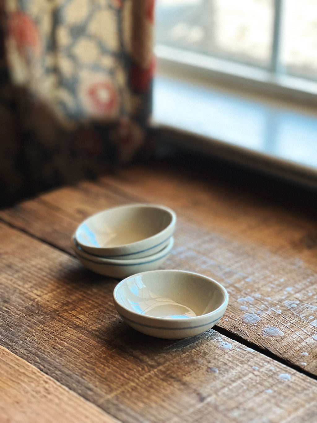 Set of 3 Vintage Stoneware Prep Bowls Salt Cellars