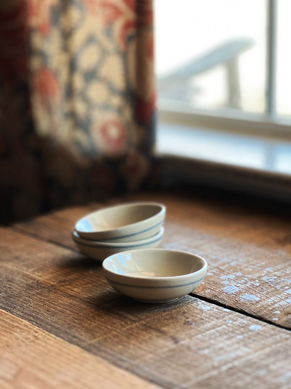 Set of 3 Vintage Stoneware Prep Bowls Salt Cellars