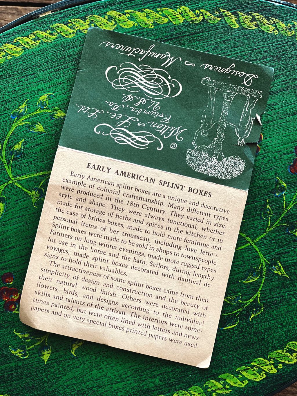 Vintage Wilton & Lee Reproduction Shaker Splint Box