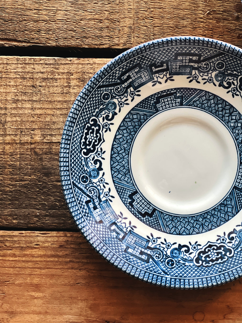 Vintage Pair of Churchill England Blue Willow Saucers