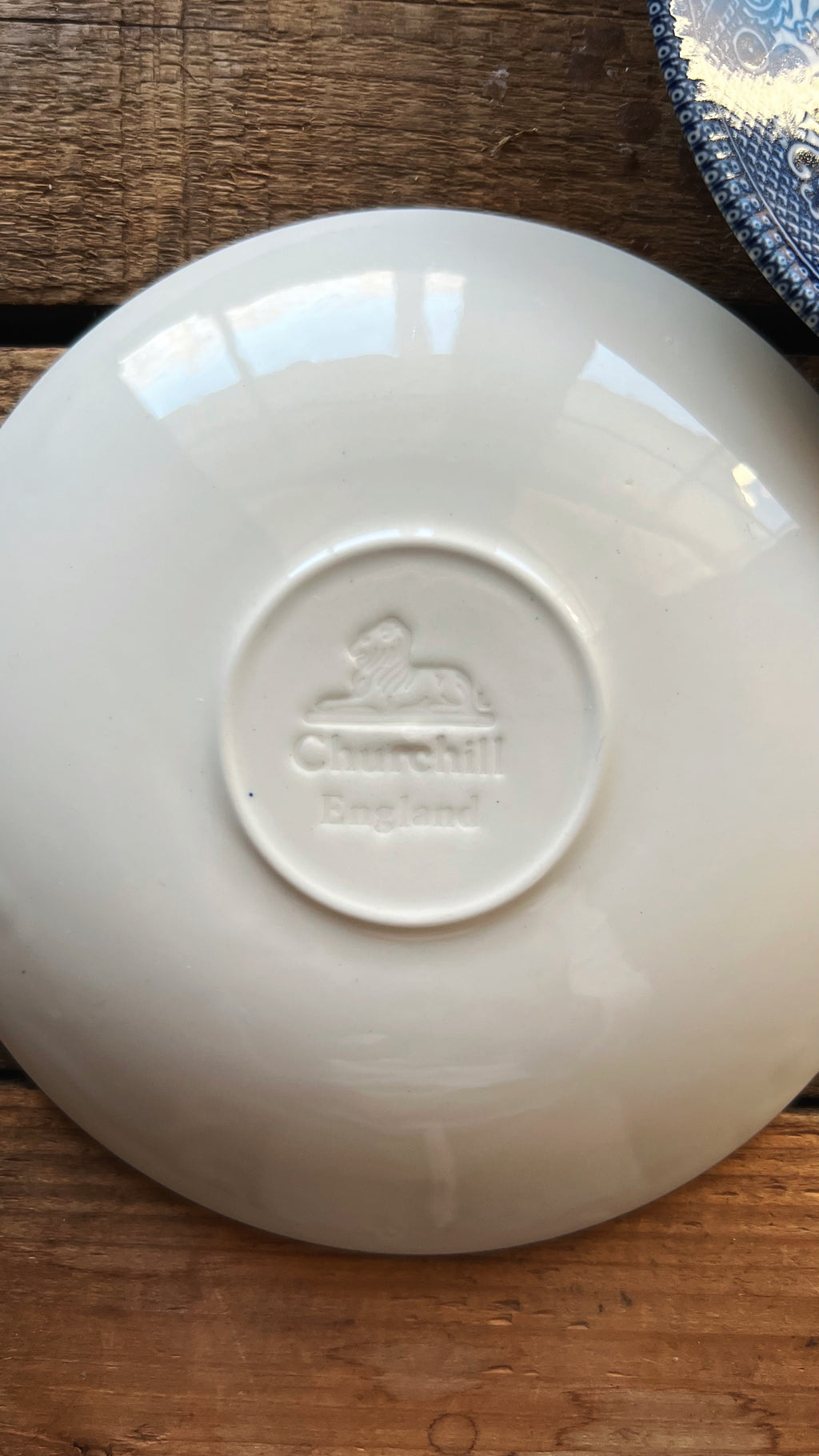 Vintage Pair of Churchill England Blue Willow Saucers