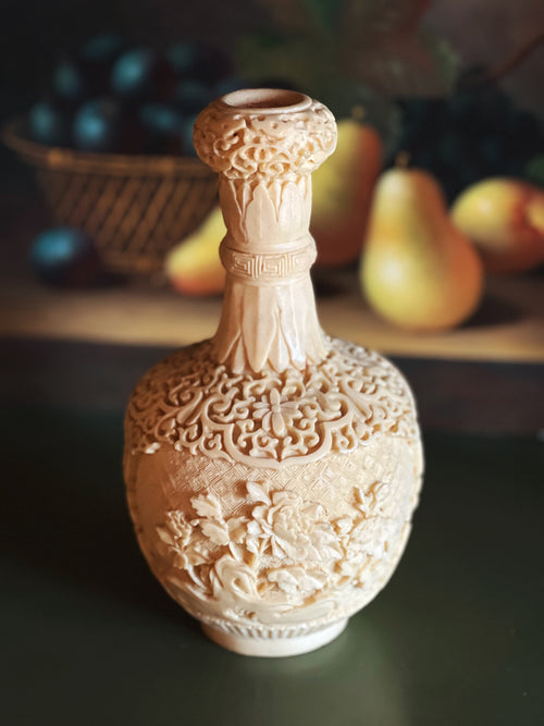 Vintage Carved Resin Vase